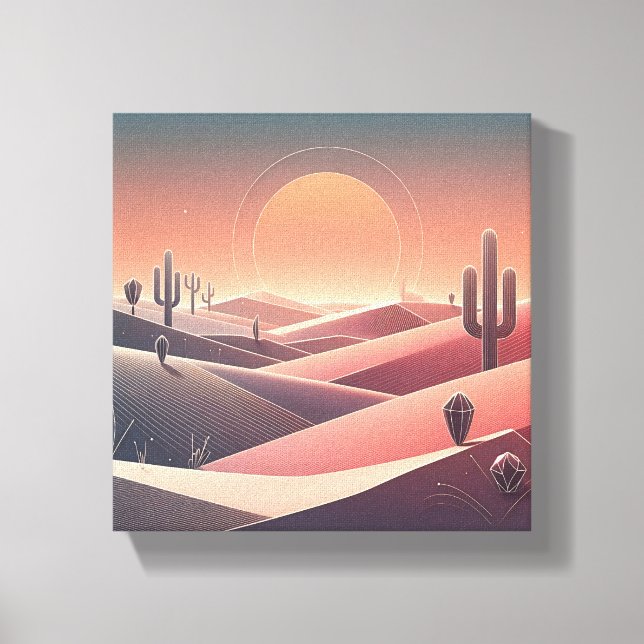 Modern Abstract Desert Landscape - Geometric Sunse Canvastryck (Framsida)