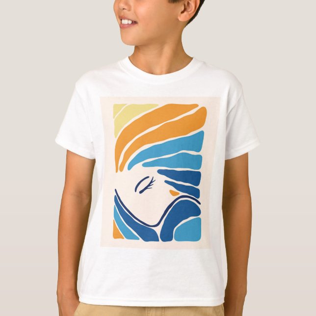 Modern Abstract Face Boys' T-Shirt - Artistic Line (Framsida)
