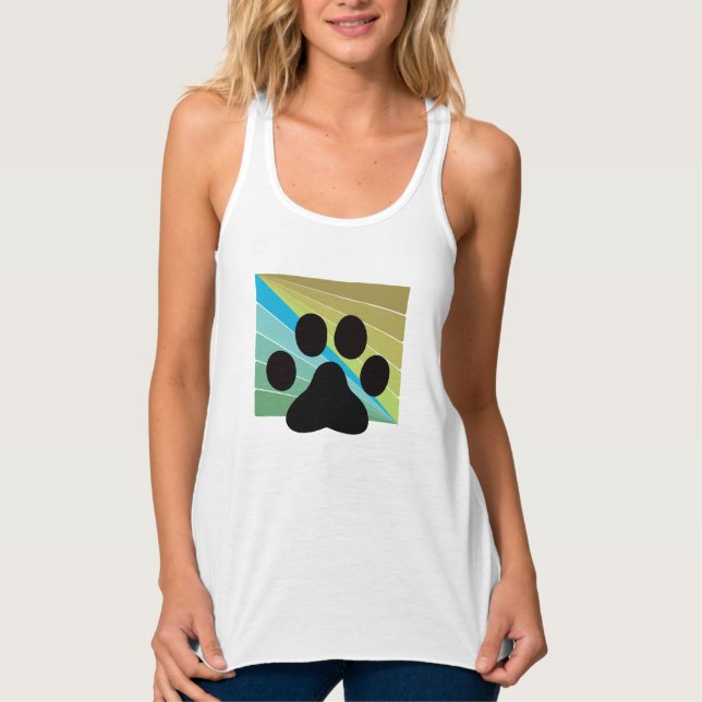 Modern Abstract Feline Paw Tee Linne Med Racerback (Framsida)