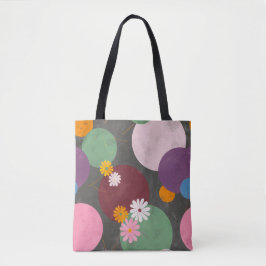 Modern Abstract Floral Circles Tote Bag Tygkasse