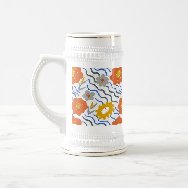 Modern Abstract Flowers Boho Wavy Sejdel (Vänster)