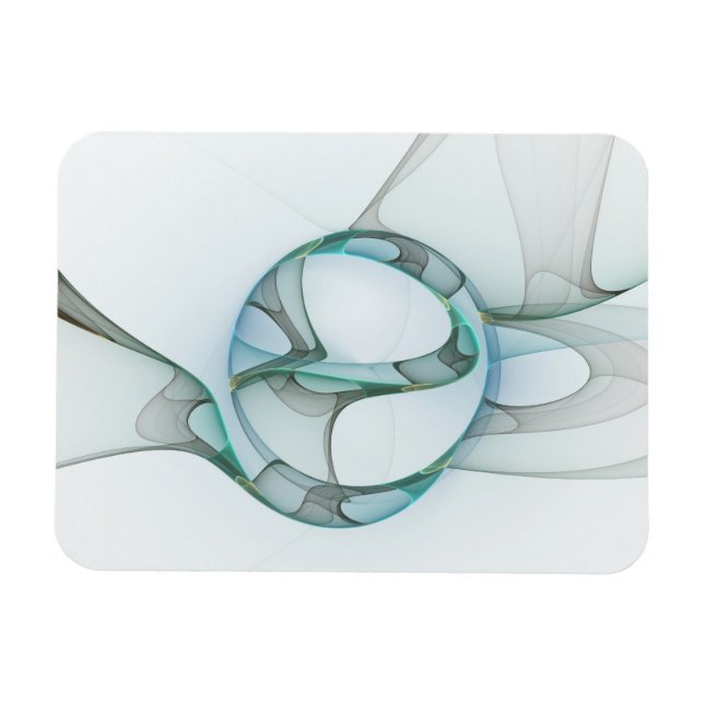 Modern Abstract Fractal Art Blue Turquoise Gray Magnet (Horisontell)