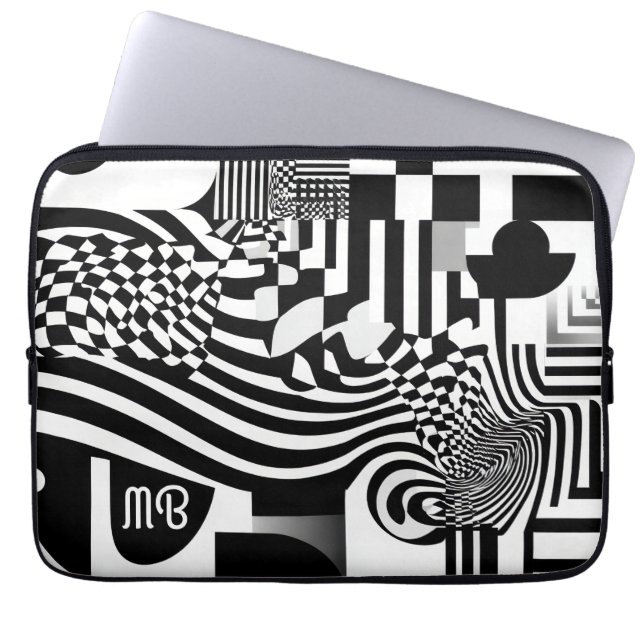 Modern Abstract Geometric Black White Pattern 13" Laptop Fodral (Framsidan)