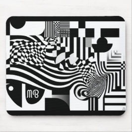 Modern Abstract Geometric Black White Pattern Musmatta