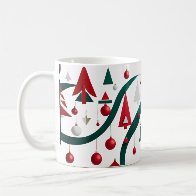 Modern Abstract Geometric Christmas Mug Kaffemugg (Vänster)