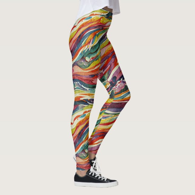 Modern abstract geometric digital pattern 40 leggings (Höger)