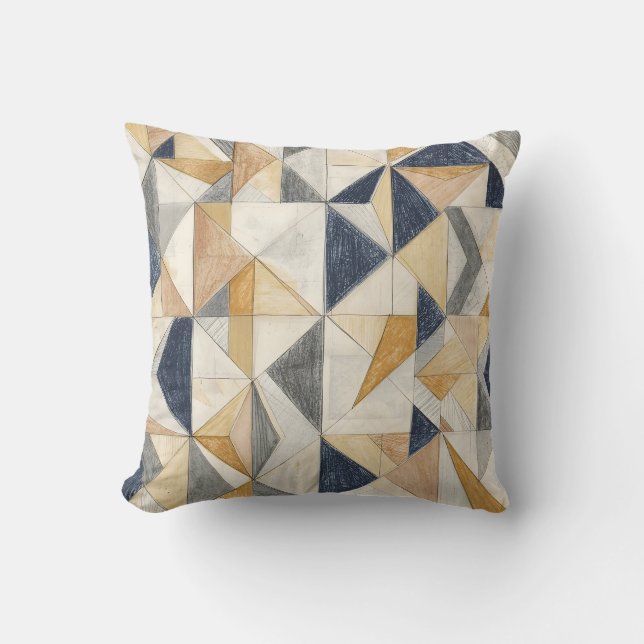 Modern Abstract Geometric Quilt Pattern Navy Blue  Kudde (Framsida)