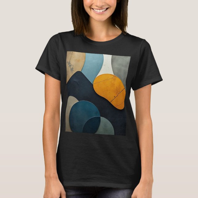 Modern Abstract Geometric Shapes Textured Art T Shirt (Framsida)