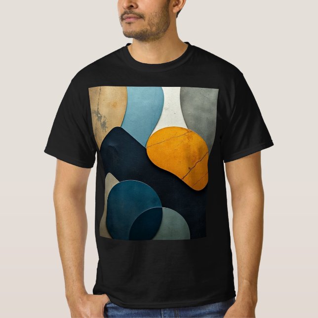 Modern Abstract Geometric Shapes Textured Art T Shirt (Framsida)