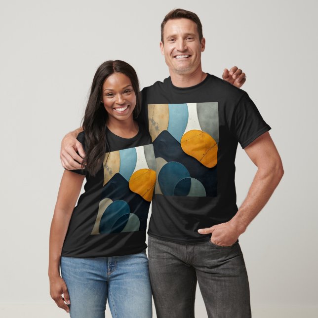 Modern Abstract Geometric Shapes Textured Art T Shirt (Unisex)