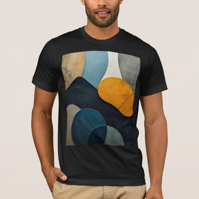 Modern Abstract Geometric Shapes Textured Art T Shirt (Framsida)