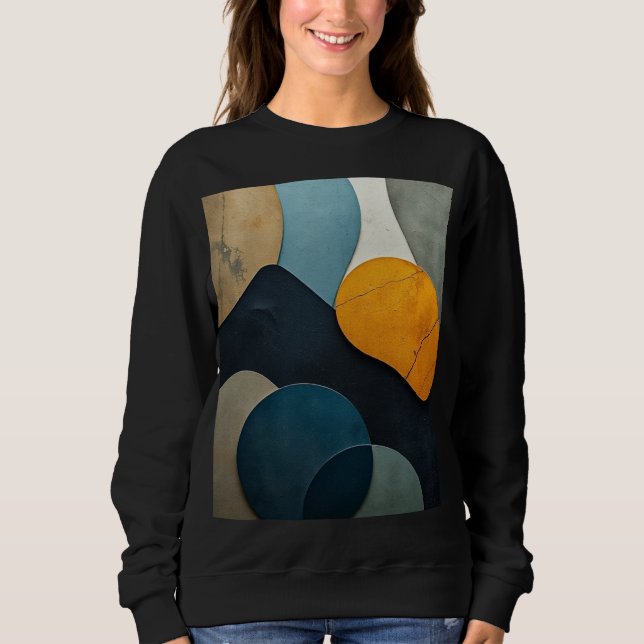 Modern Abstract Geometric Shapes Textured Art T Shirt (Framsida)