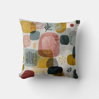 Modern Abstract Geometric Throw Pillow – Earthy Pa Kudde