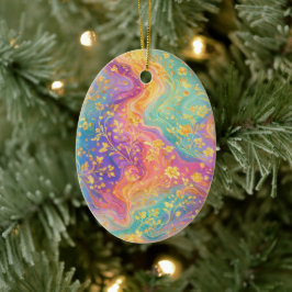 Modern Abstract Glitter Floral Monogram Design     Julgransprydnad Keramik