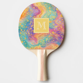 Modern Abstract Glitter Floral Monogram Design Pingisracket