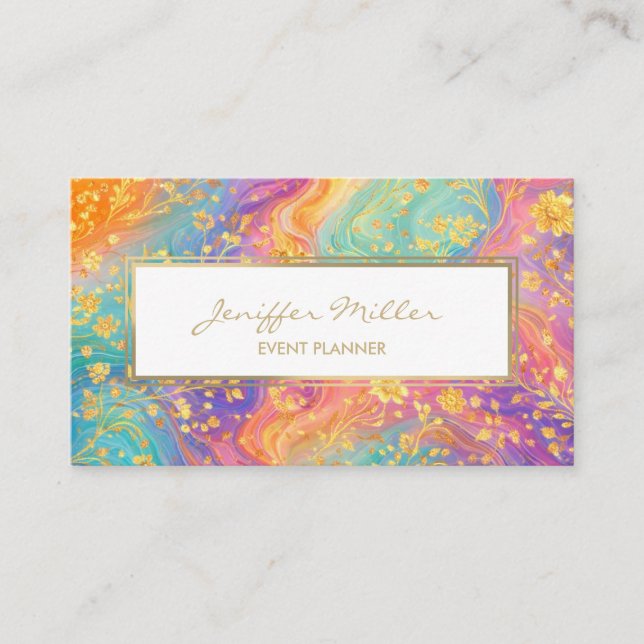 Modern Abstract Glitter Floral Monogram Design     Visitkort (Framsida)