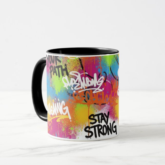 Modern Abstract Graffiti Art Personalized Gift Mug Mugg (Framsida vänster)