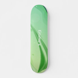 Modern Abstract Green Fluid Waves & Geometric Grap Mini Skateboard Bräda 18,5 Cm