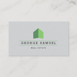 Modern Abstract Green Home Logo Realtor Ash-Black Visitkort