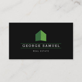Modern Abstract Green Home Logo Realtor Black Visitkort