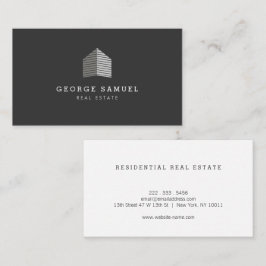 Modern Abstract Home Logo Realtor Black & White Visitkort