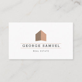 Modern Abstract Home Logo Realtor Golden Monogram Visitkort
