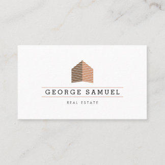 Modern Abstract Home Logo Realtor Golden Monogram Visitkort