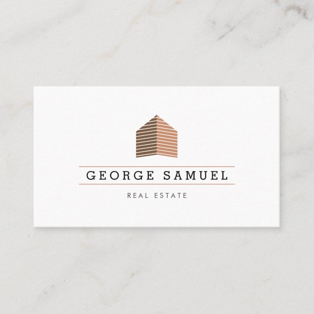 Modern Abstract Home Logo Realtor Golden Monogram Visitkort (Framsida)