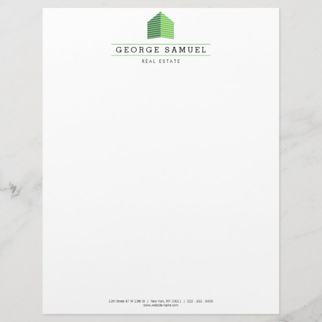 Modern Abstract Home Logo Realtor Green and White Brevhuvud (Framsida)