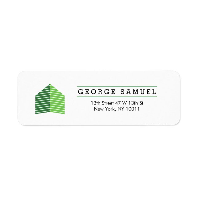 Modern Abstract Home Logo Realtor Green and White Returadress Etikett (Framsidan)