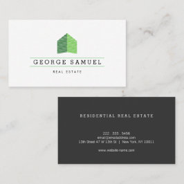 Modern Abstract Home Logo Realtor Green Monogram Visitkort