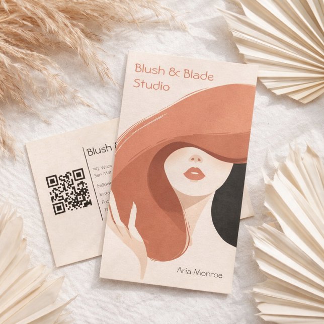 Modern abstract Illustration Hairstylist Salon Visitkort (Skapare uppladdad)