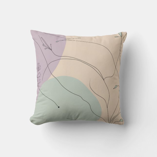 Modern Abstract Line Art Throw Pillow  Kudde (Framsida)