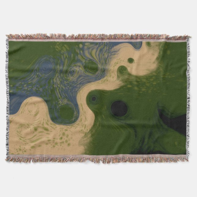 Modern Abstract Mossy Topography Throw Blanket Filt (Framsidan)
