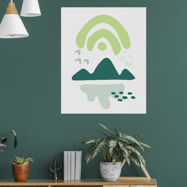 Modern Abstract Mountain Lake Scene   Poster (Vardagsrum 1)