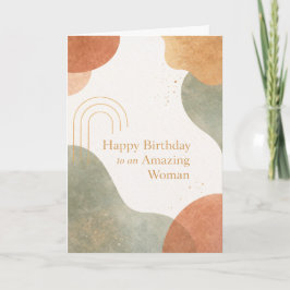 Modern Abstract Organic Shapes Boho Birthday Card Kort