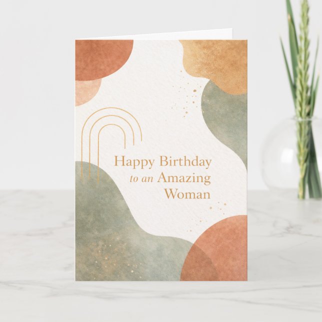 Modern Abstract Organic Shapes Boho Birthday Card Kort (Framsida)