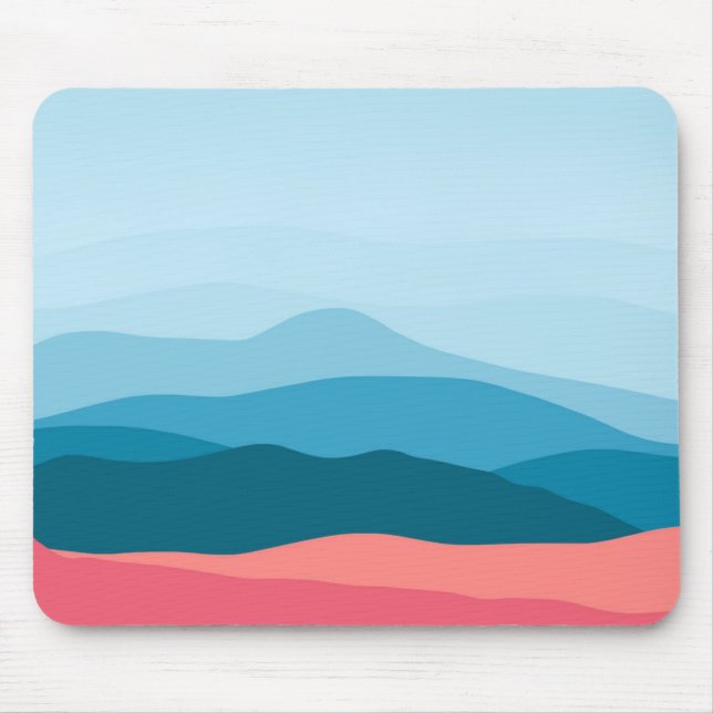 Modern Abstract Pastel Blue Pink Mountains Musmatta (Framsidan)