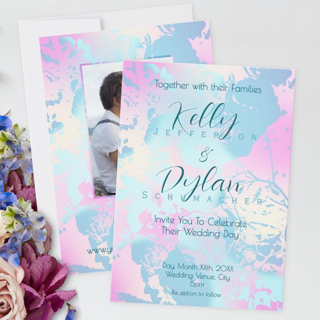 Modern Abstract Pastel Wedding Invitation Inbjudningar (Skapare uppladdad)