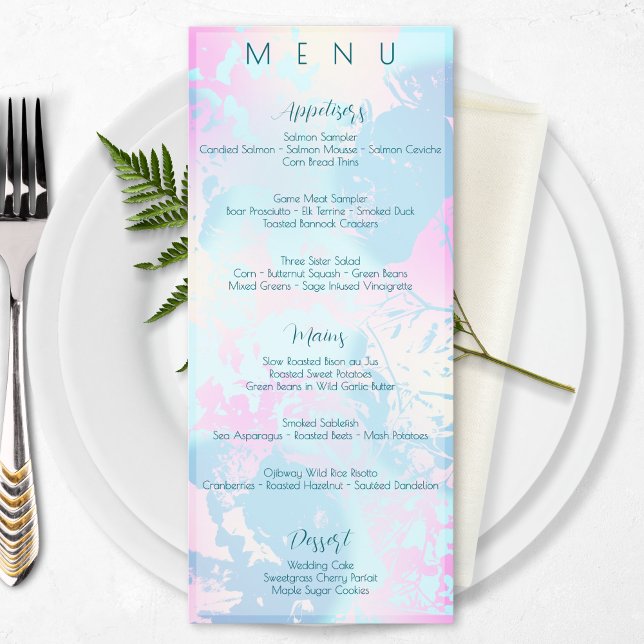 Modern Abstract Pastel Wedding Meny (Skapare uppladdad)