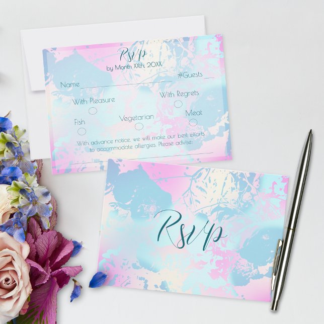 Modern Abstract Pastel Wedding RSVP Card OSA Kort (Skapare uppladdad)