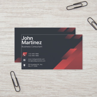 Modern Abstract Red & Grey Corporate Business Card Visitkort