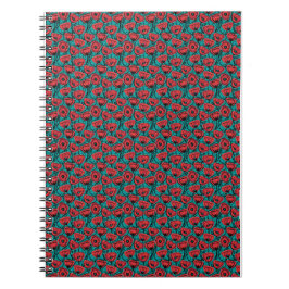 Modern Abstract Red Poppy Floral Pattern Anteckningsbok