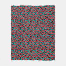 Modern Abstract Red Poppy Floral Pattern Fleecefilt