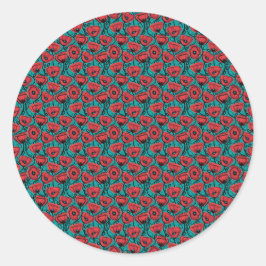 Modern Abstract Red Poppy Floral Pattern Runt Klistermärke
