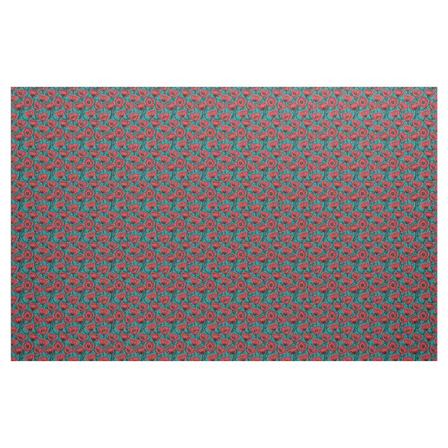 Modern Abstract Red Poppy Floral Pattern Tyg (Fat Quarter)