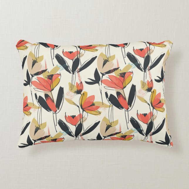 Modern Abstract Spring Floral Accent Pillow Prydnadskudde (Framsidan)