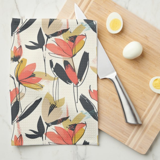 Modern Abstract Spring Floral Kitchen Towels Kökshandduk (Vikt i Fjärdedel)