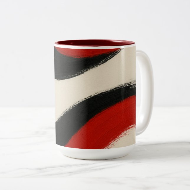 Modern Abstract Stripe Accent Mug Två-Tonad Mugg (Framsida höger)