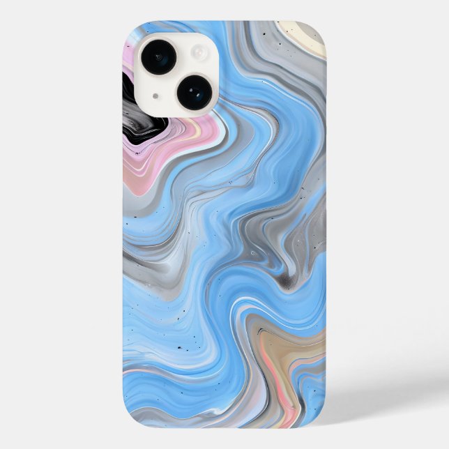 Modern Abstract Swirls Phone Case - Blue Pink Gold (Baksida)